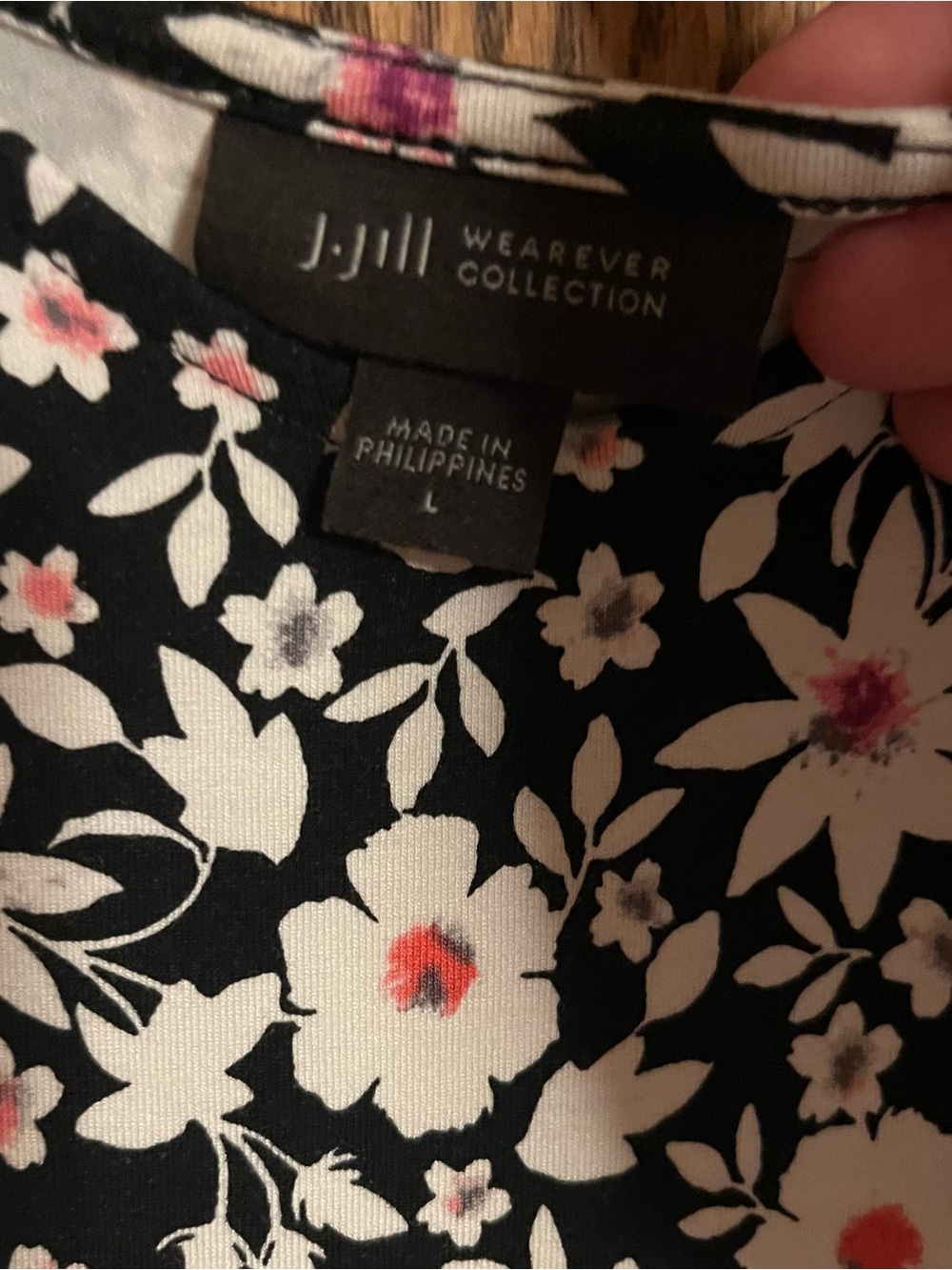 J. Jill Wearever Collection Black Floral Sleeveless Asymmetrical Dress Size L - Picture 2 of 4